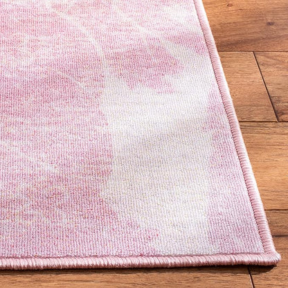 SAFAVIEH Disney Princess Collection Machine Washable Slip Resistant 6' 7" x 9' Pink/Purple Assurance Kids Bedroom Nursery Playroom Area Rug