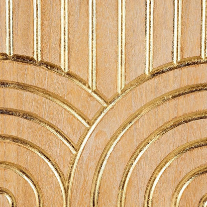 Deco 79 Wood Geometric Home Wall Decor Arches Panel Wall Sculpture with Overlapping Gold Arches, Wall Art 15.7" x 1.3" x 43.2", Light Brown