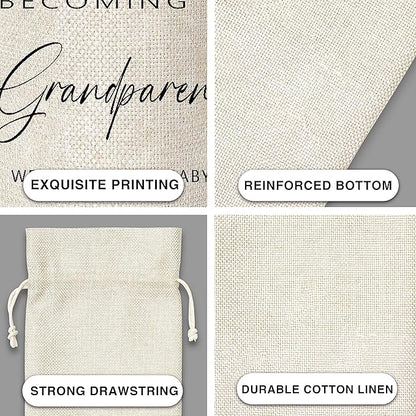Grandparents Gifts Wine Bag - Gift For New Grandpa Grandma, Grandparents Aunt Uncle, Baby Announcement - Cotton Burlap Wine Bag (1 Pcs) - WB027