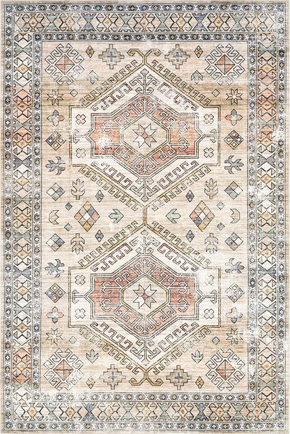 nuLOOM 8' x 10' SpinClean Machine Washable Stain-Resistant Area Rug with Non Slip Backing, Low Profile for Living Room, Bedroom, and Dining Room, Mae Peach