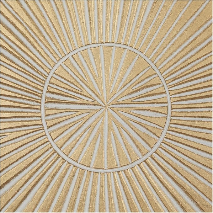 Deco 79 Wooden Geometric Handmade Home Wall Decor Intricately Carved Radial Wall Sculpture with Starburst Design, Wall Art 48" x 1" x 48", Gold