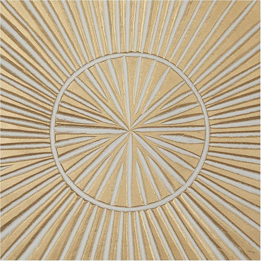 Deco 79 Wooden Geometric Handmade Home Wall Decor Intricately Carved Radial Wall Sculpture with Starburst Design, Wall Art 48" x 1" x 48", Gold
