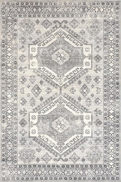 nuLOOM 5' x 8' SpinClean Machine Washable Stain-Resistant Area Rug with Non Slip Backing, Low Profile for Living Room, Bedroom, and Dining Room, Mae Grey